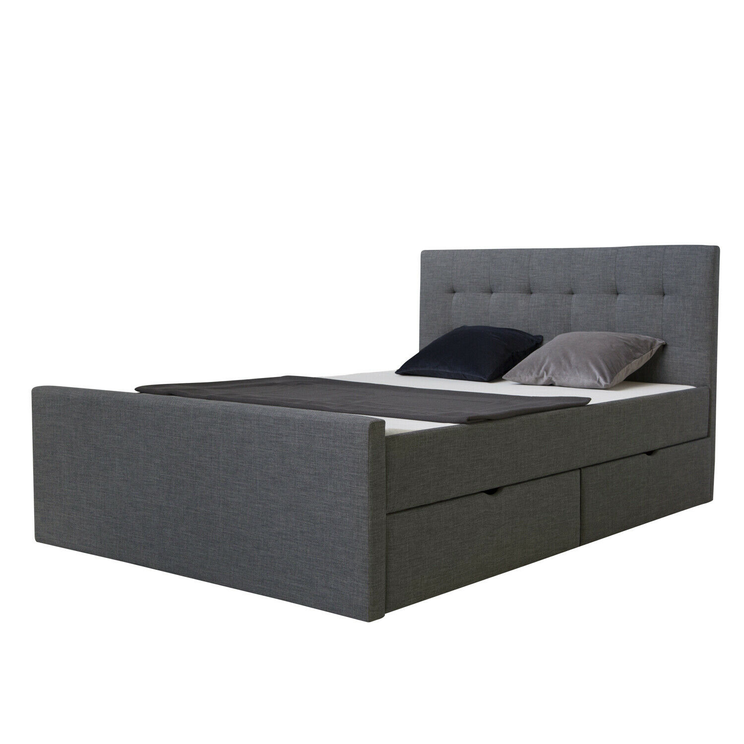 Upholstered Bed 180x200 Grey Double Bed Slatted Frame 2 Drawers Upholstered bed 160x200 cm grey anthracite | with slatted frame | with 2 bed drawers | double fabric bed frame