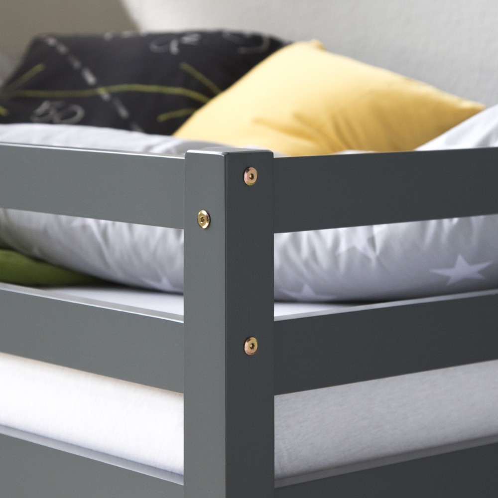Loft Bed Kids 90x200 cm Gray Basic | without Slatted Frame Loft Bed Kids 90x200 cm Gray Basic | without Slatted Frame