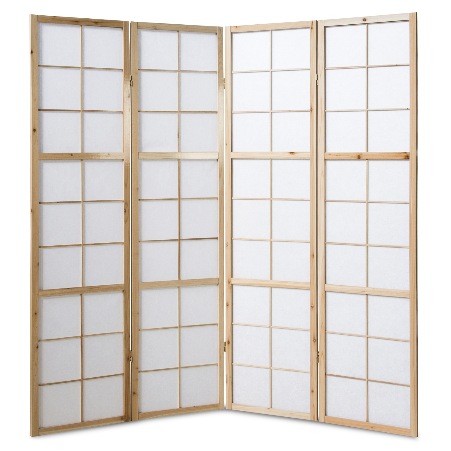 Paravent room divider 4 parts partition wall Shoji Foldable Natural