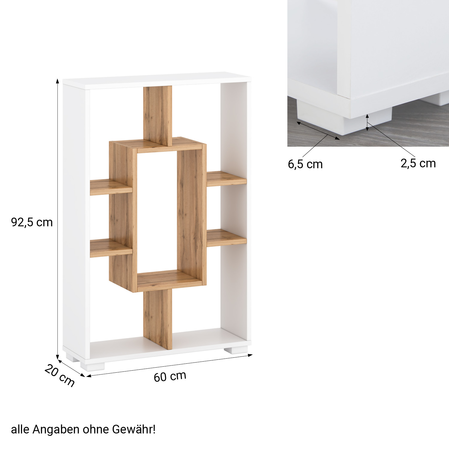 Shelf 4 Versions Floor or Wall Shelf 7 Compartments Bookcase Oak White Wood Solid Modern