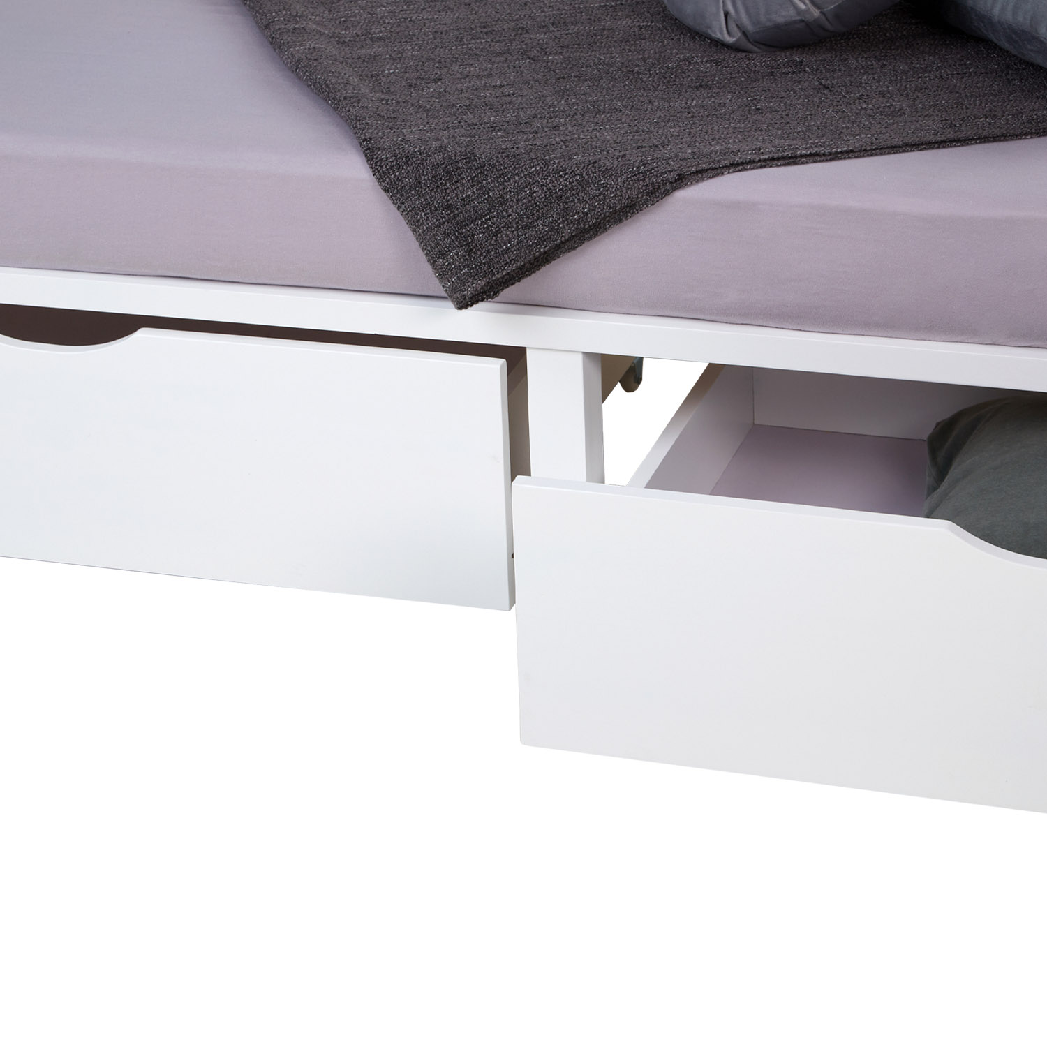 Pallet Bed 140x200 cm White | Double Bed with Storage Drawers | with Slatted Frame | Wood | Kids Youth Guest Bedroom