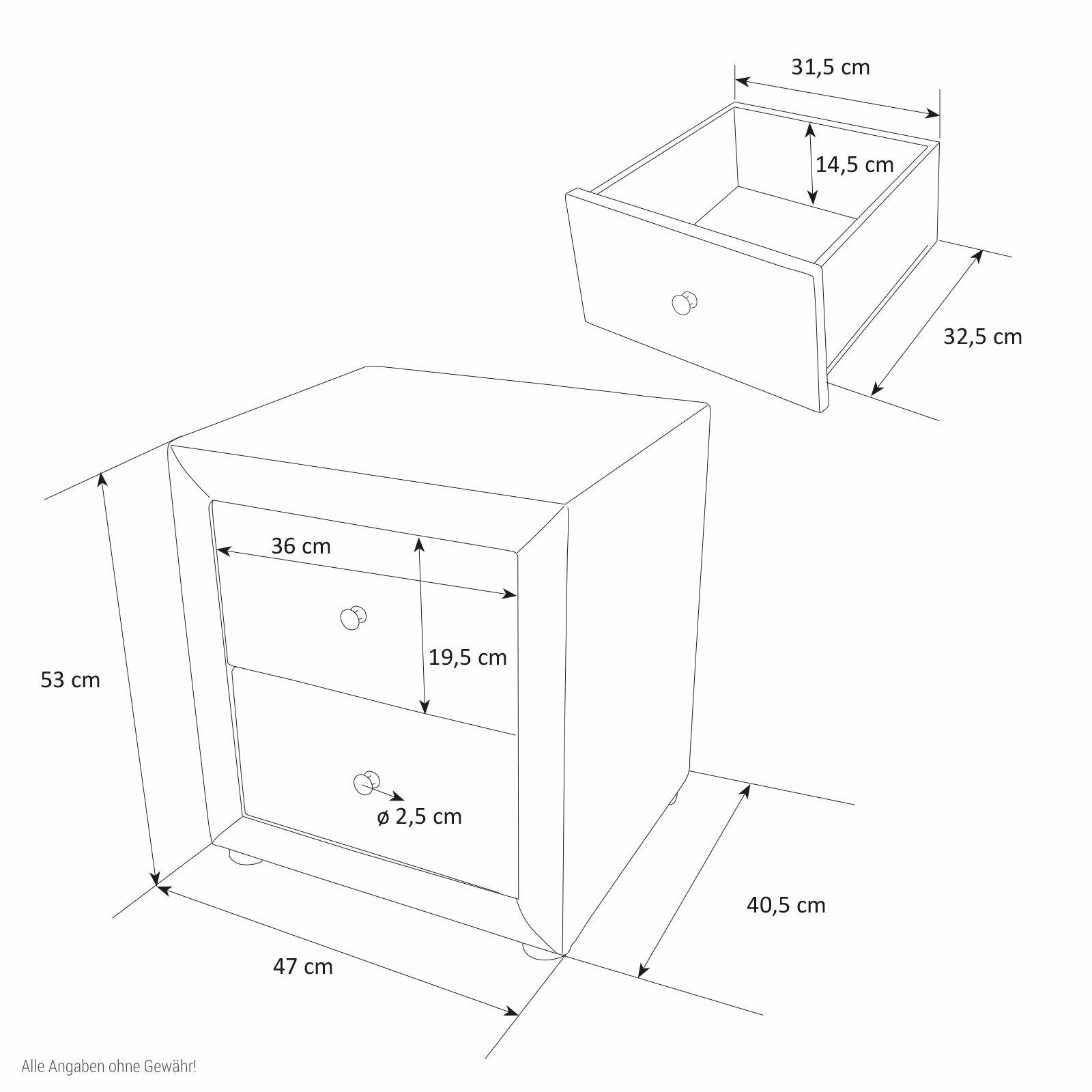 Nachtschrank Nachttisch Schlafzimmer Nachtkommode Beistelltisch braun Stoff