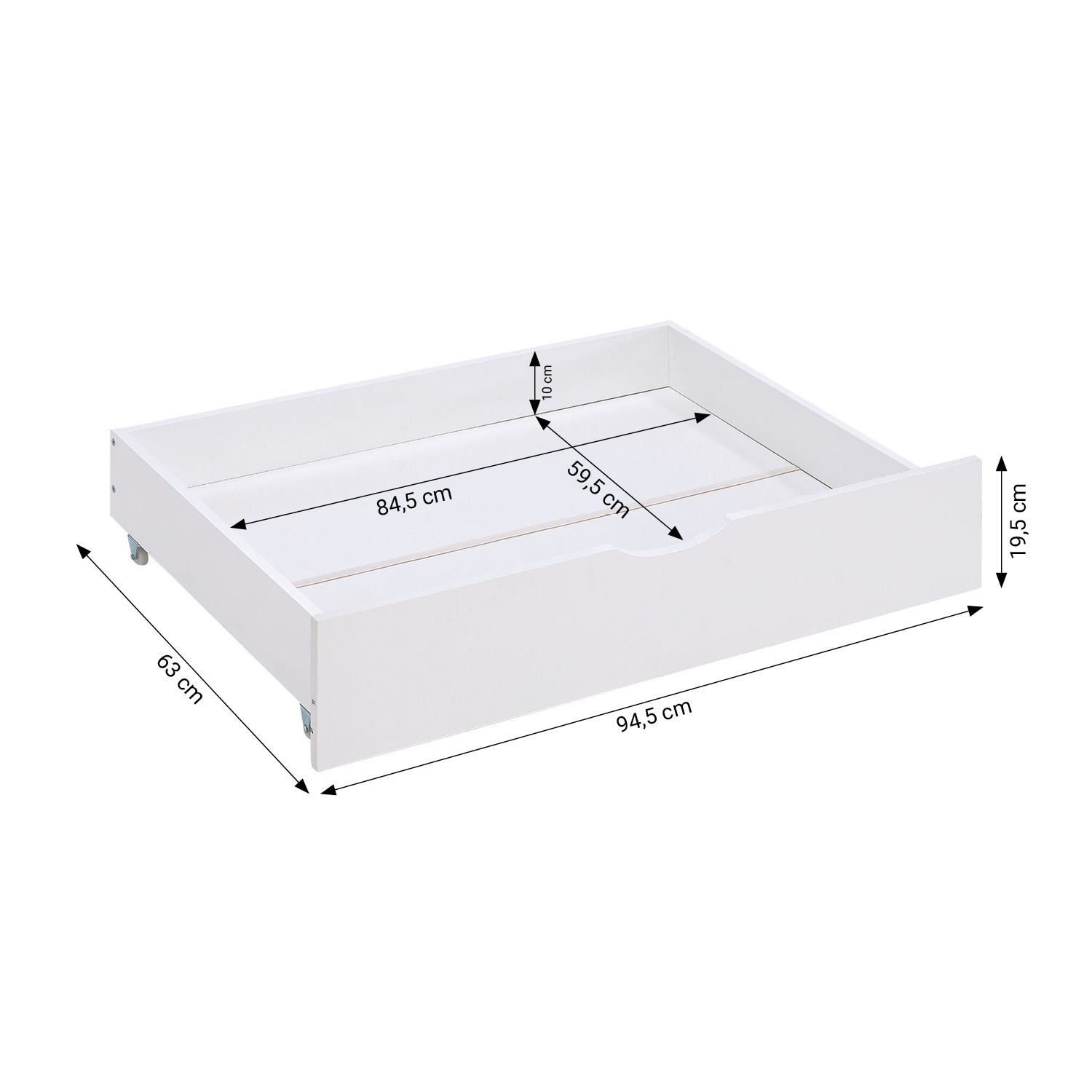 Children's Bed 90x200 cm White | Wooden bed with mattress | Single Bed | 2 drawers | Fall Protection