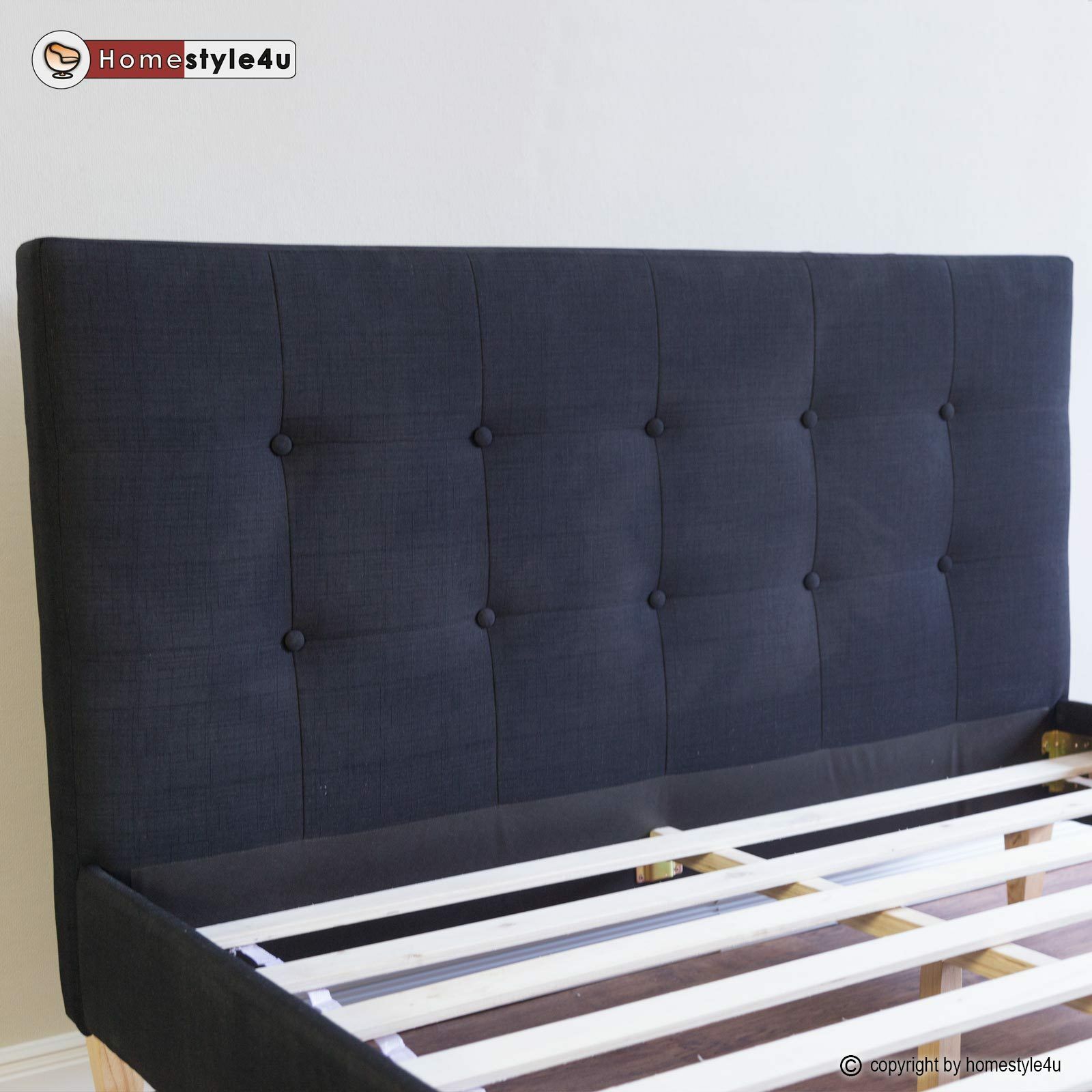 Upholstered bed rack 140 x 200 black