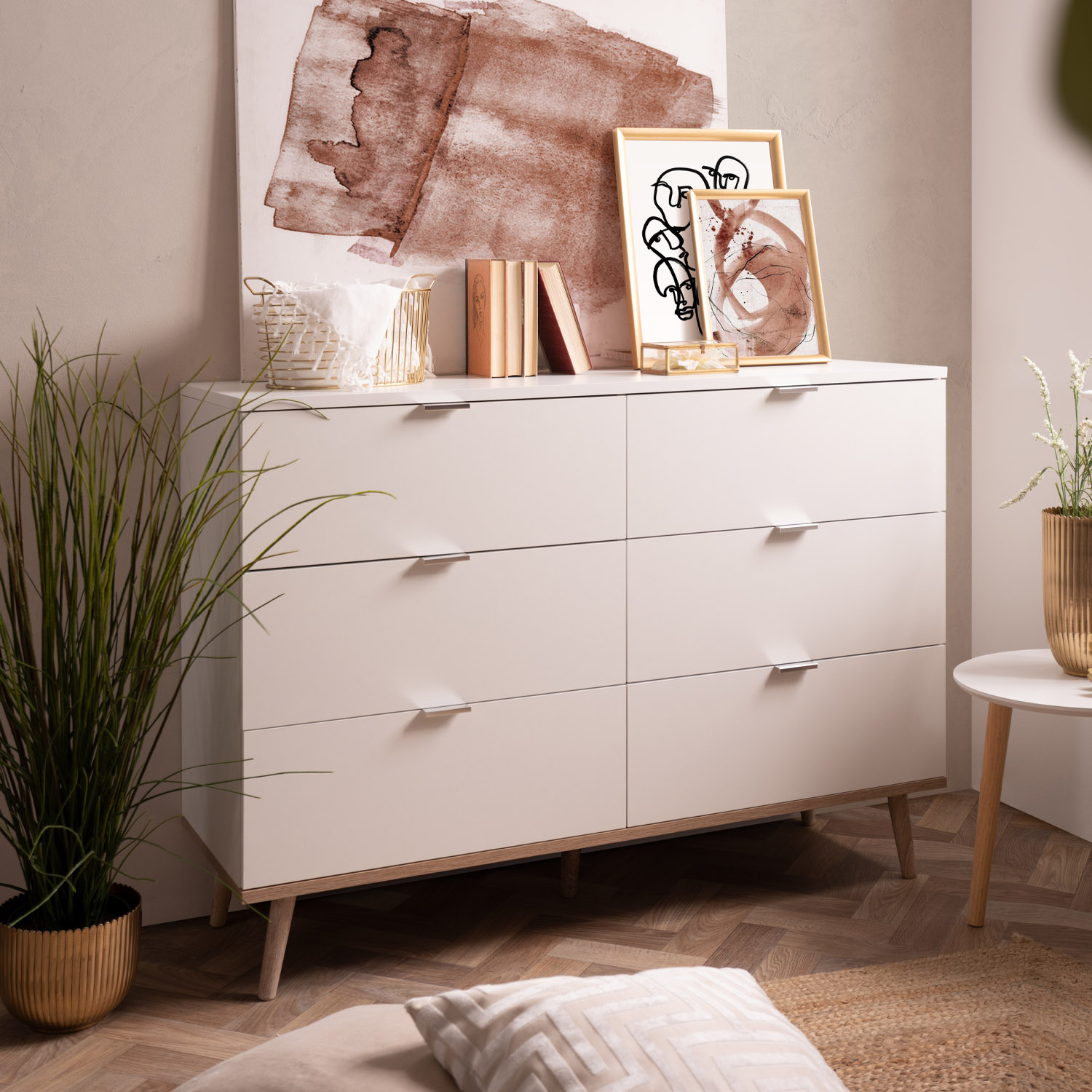 Chest of Drawers Sideboard White Wood Bedroom Wardrobe