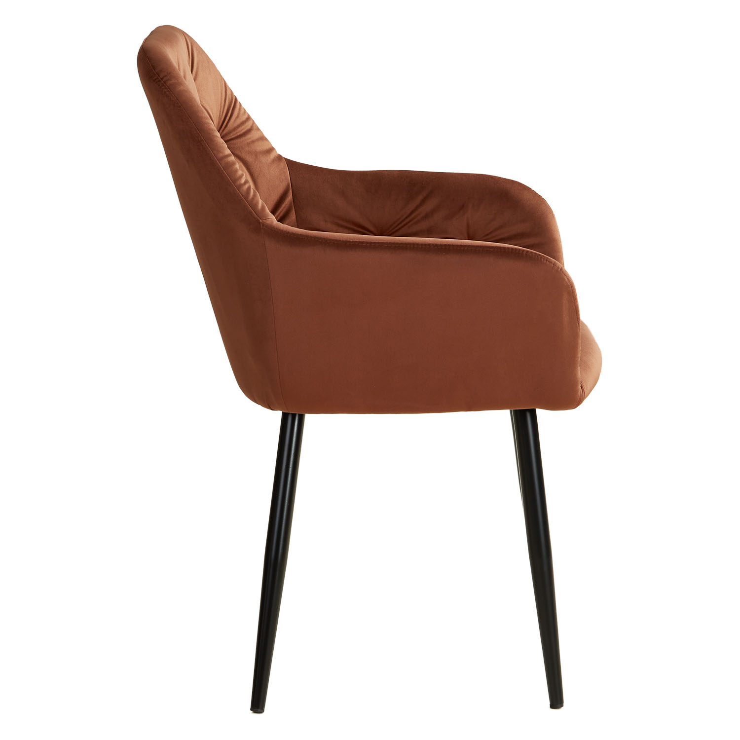 Upholstered Chair Velvet Brown | Set of 6 | with Armrests | Kitchen Dining Room Office