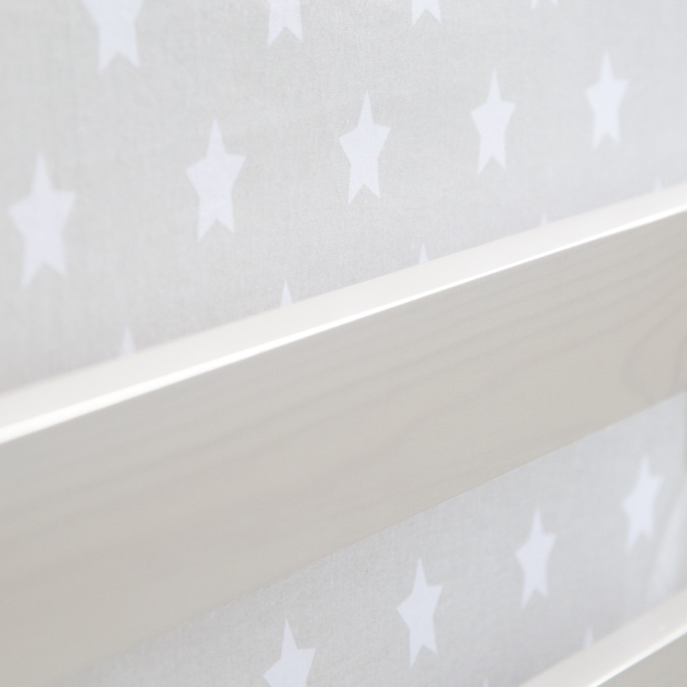 Loft Bed Kids 90x200 cm White with Curtain Stars | Tunnel | without Slatted Frame Loft Bed Kids 90x200 cm White with Curtain Stars | Tunnel | without Slatted Frame
