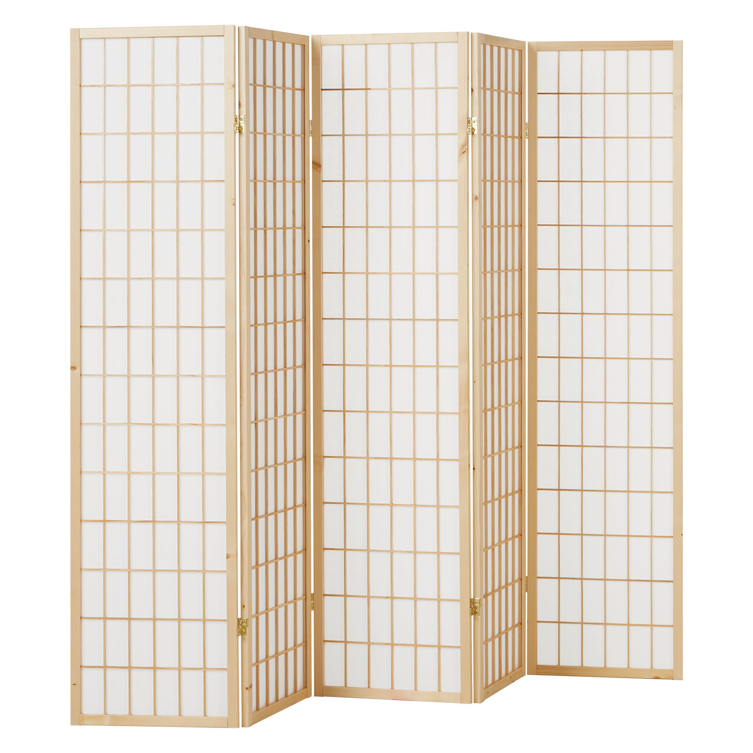 Paravent Natural Shoji Rice Paper White | 5-panel | Wood | Room Divider Partition Privacy Screen