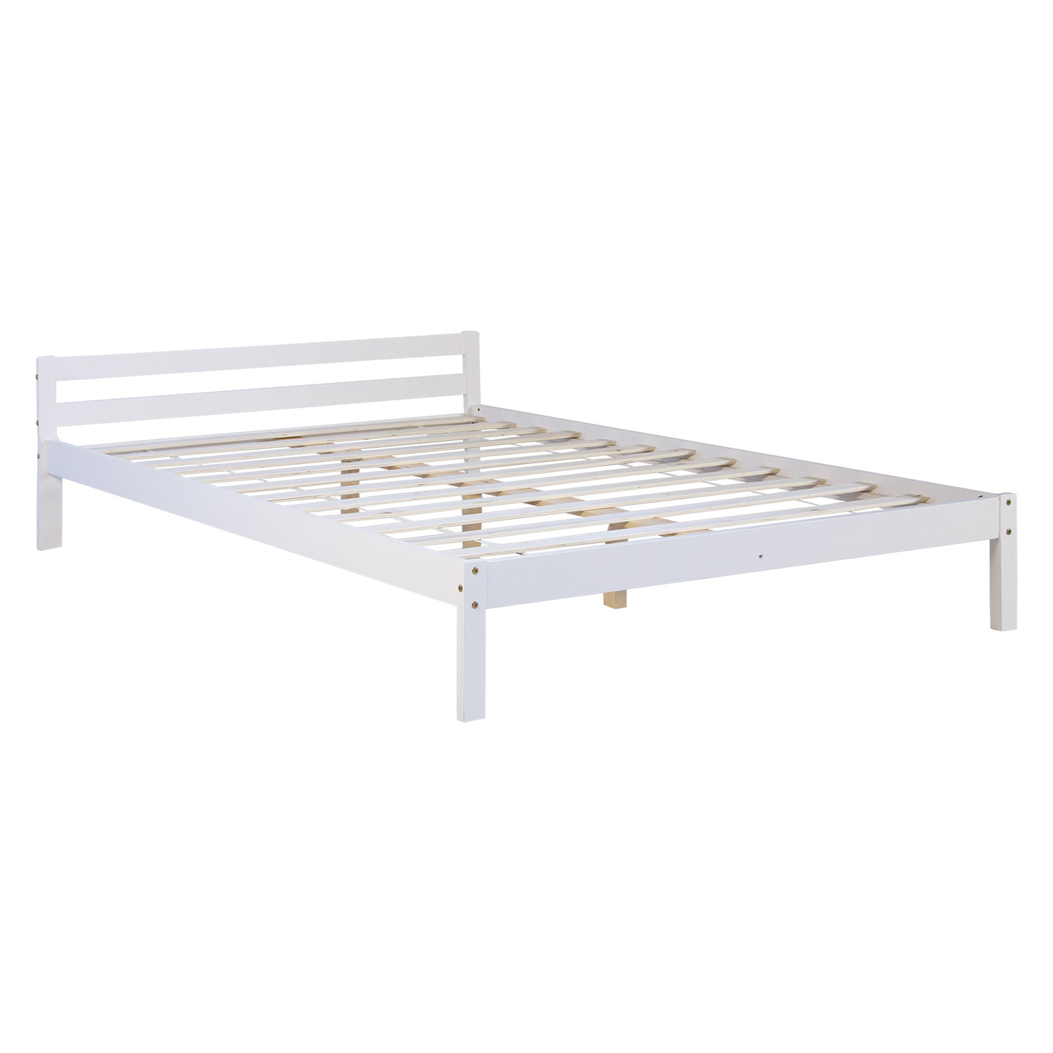 Wood Bed 140x200 cm White | Double Bed | with Slatted Frame | Kids Youth Guest Bedroom