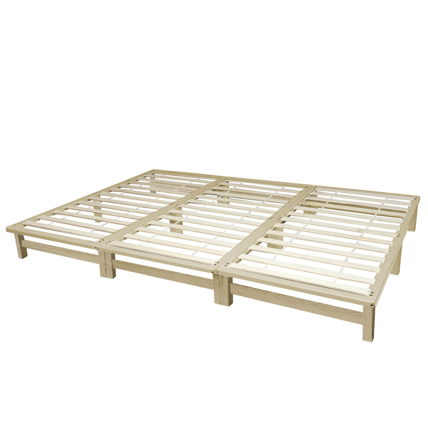 Family Bed 270x200 cm Natural | Maxi Pallet Bed XXL | with Slatted Frame | Wood | Also Separable