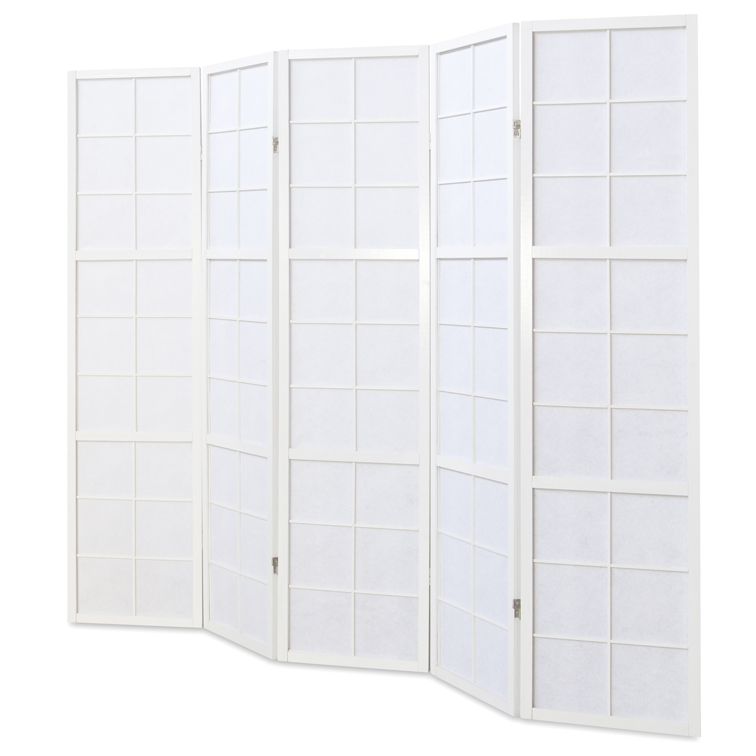 Paravent room divider 5 parts partition wall Shoji Foldable White