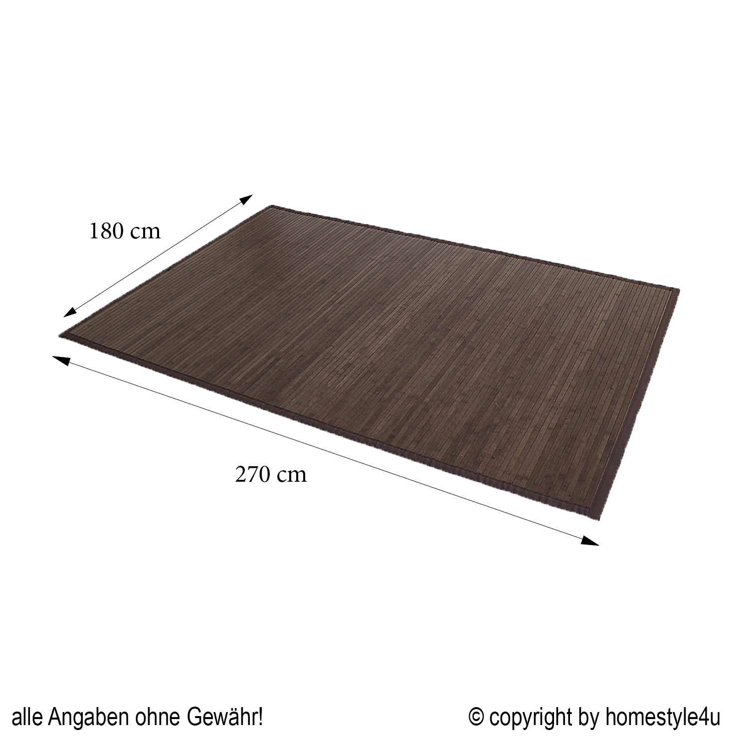 Bamboo carpet Rug 180x270 in darkbrown