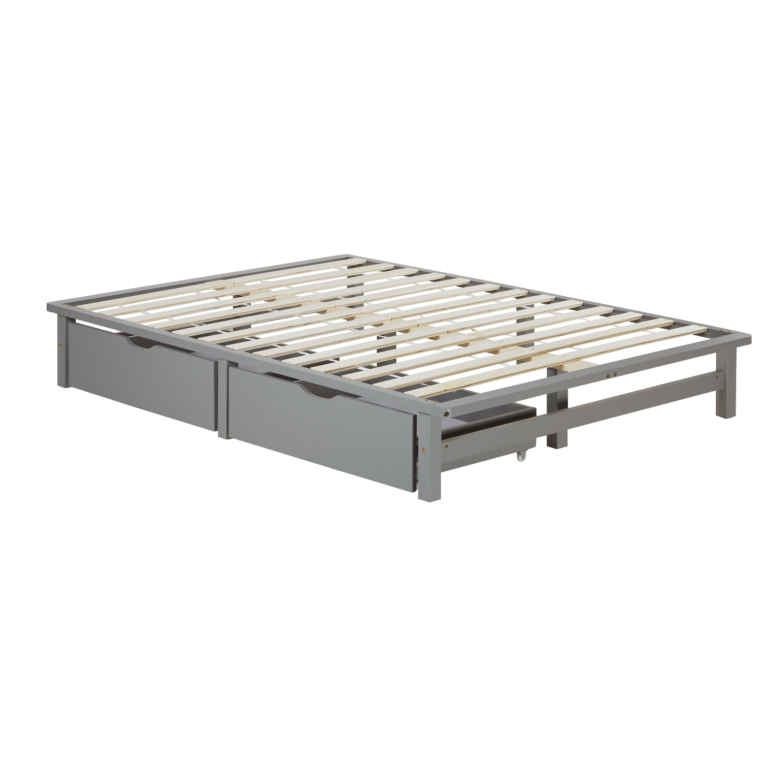 Pallet Bed 140x200 cm Grey | Double Bed with Storage Drawers | with Mattress | Wood | Kids Youth Guest Bedroom