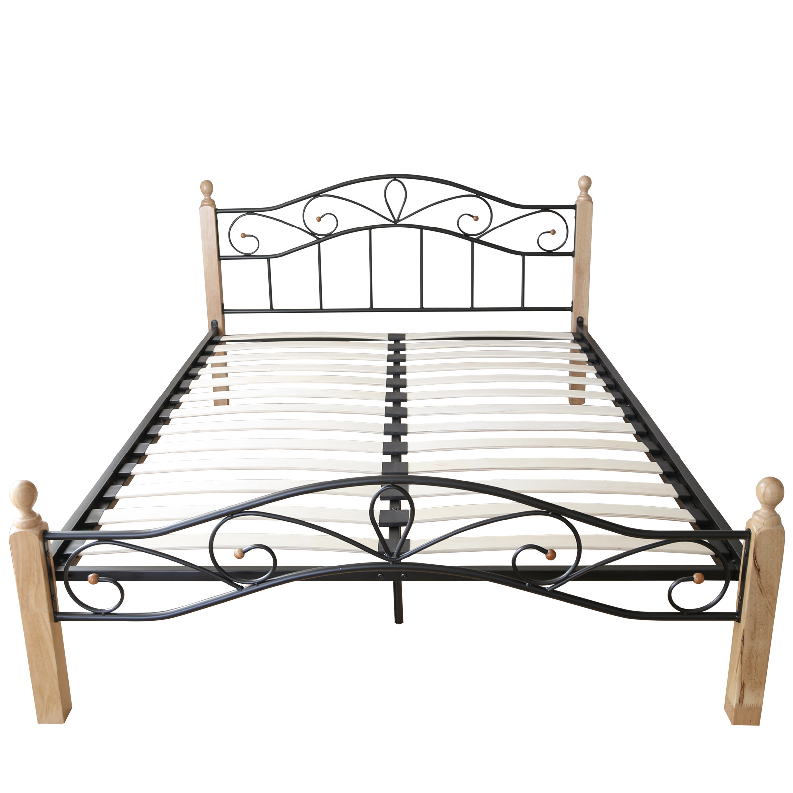 Metal Bed Iron Bed Double 160 x 200 Wood Slatted black natural bed frame 920