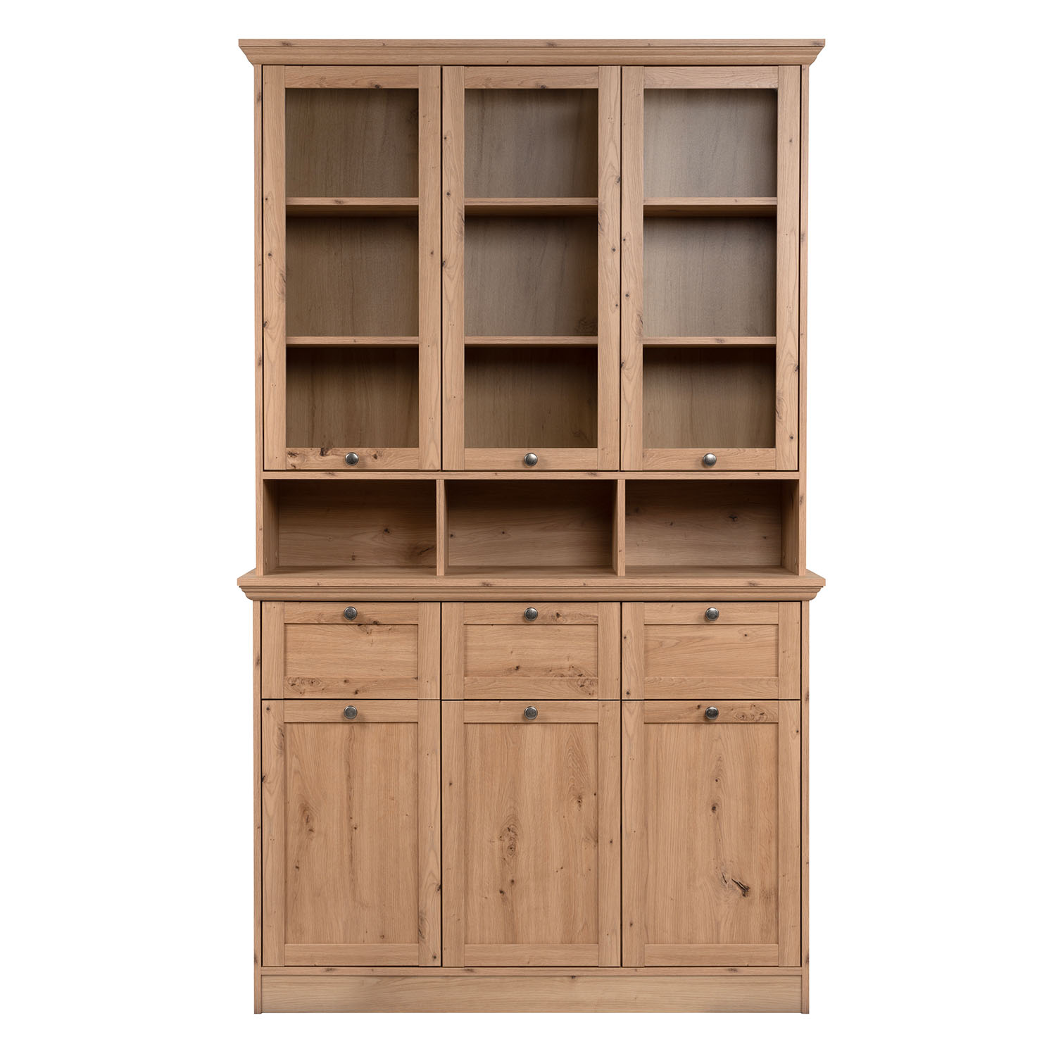 Buffet Cabinet Wood Oak Sideboard Cupboard Kitchen Storage with Glass Doors