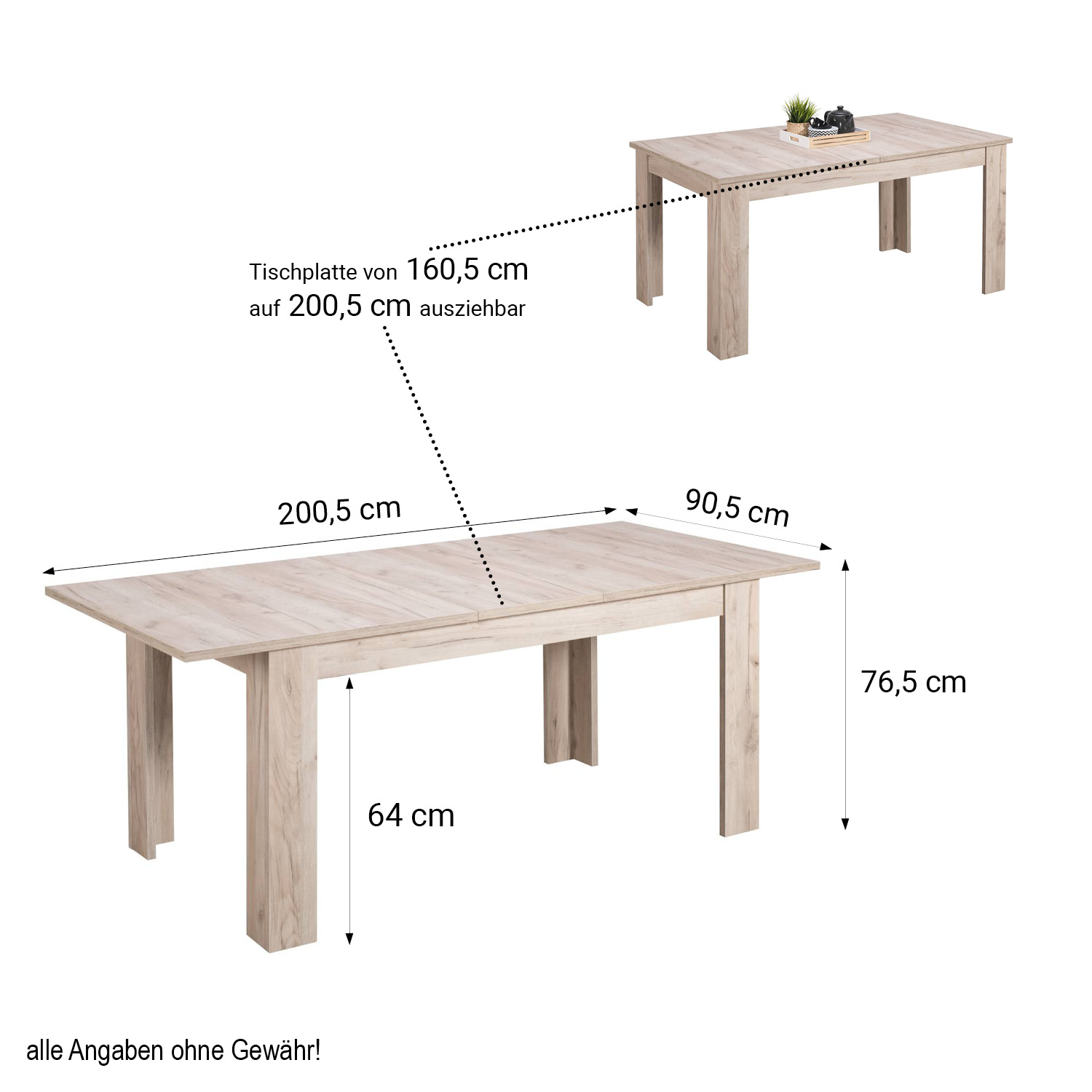 Modern Dining Table Kitchen Table Wooden Table 160x90 cm Grey 8 Seater Extendable
