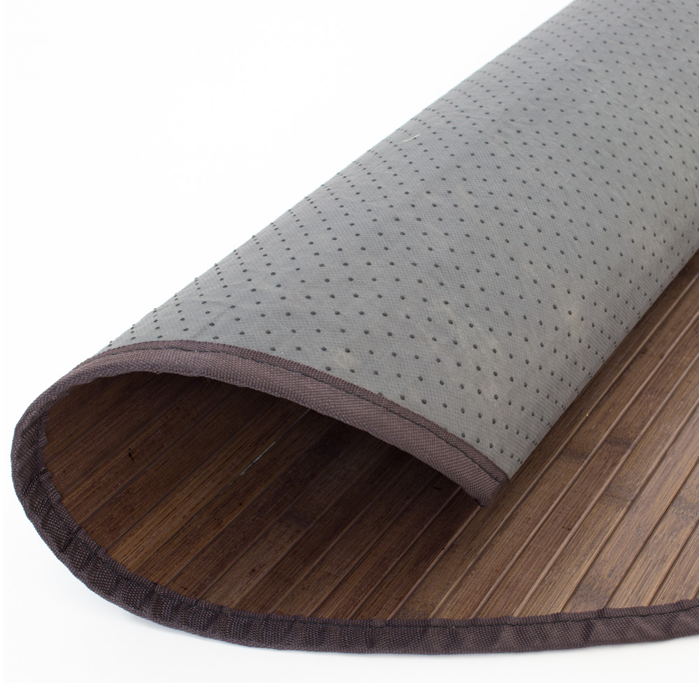 Bamboo carpet Rug 90 cm round in dark brown