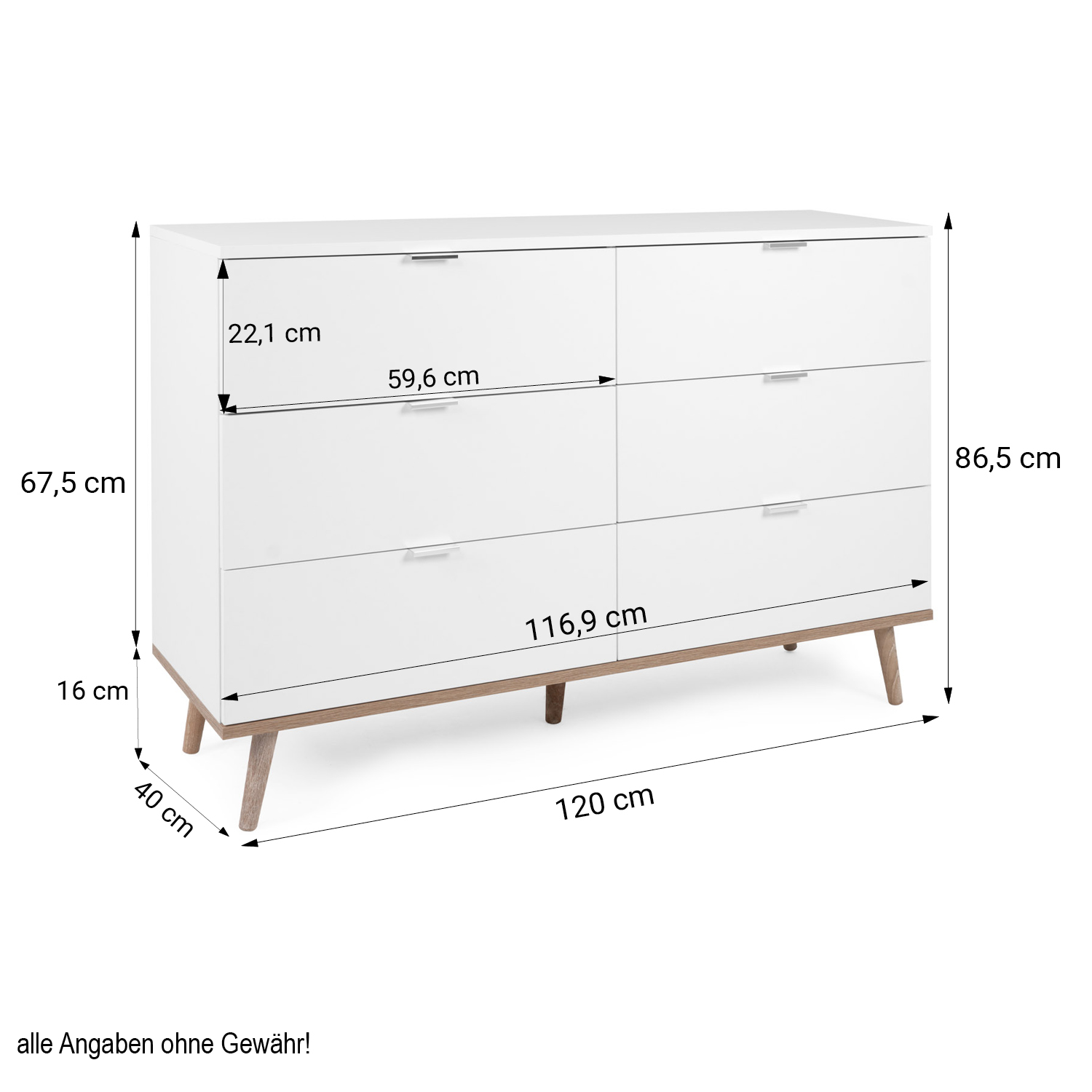 Chest of Drawers Sideboard White Wood Bedroom Wardrobe