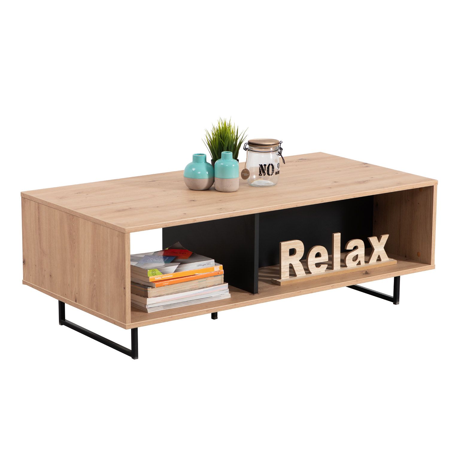 Coffee Table Living Room Table Wooden Table Oak Industrial Style Storage