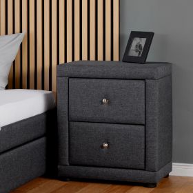 Bedside table Nightstand bedroom 2 Chest drawers Side table Grey fabric