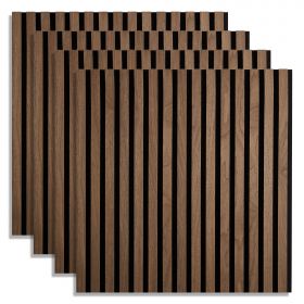 4 Wall panels 60 x 60 cm Brown Wood paneling for walls Acoustic panels Bedroom paneling Wall cladding Acoustic sound panels Sound proof panels