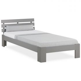 Holzbett 90x200 cm Grau | Einzelbett | mit Lattenrost | massiv | Kind Jugend Gast Schlafzimmer