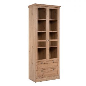 Vitrine Highboard en Bois Chêne Armoire avec compartiments Commode de salon Style Campagne