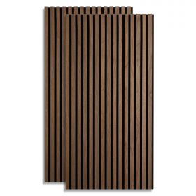 Panneaux acoustiques Muraux 60 x 120 cm Noyer Brun | Bois | Set de 2 | Lattes 3D