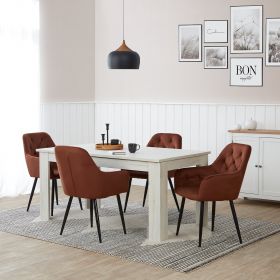 Modern Dining Table Kitchen Table Wooden Table 160x90 cm White 8 Seater Extendable