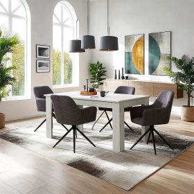 Upholstered Chair Corduroy Grey | Set of 6 | swivel | with Armrests | Kitchen Dining Room Office