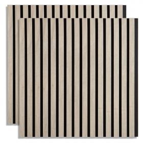 Acoustic Panels Wall Panels 60 x 60 cm Light Gray | Wood | 2-piece Set | 3D Strips