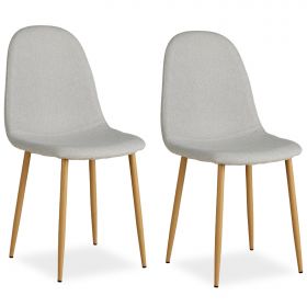 Upholstered Chair Linen Grey | Set of 2 | rounded Backrest | without Armrests | Kitchen Dining Room Office