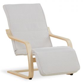 Fauteuil relax avec repose-pieds Côtelé Gris Fauteuil relaxant Naturelle Chaise longue en bois Fauteuil confort