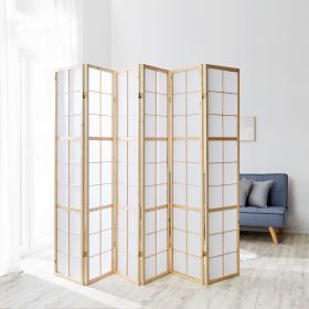 Paravent Natural Shoji Rice Paper White | 6-panel | Wood | Room Divider Partition Privacy Screen