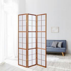 Paravent Brown Shoji Rice Paper White | 3-panel | Wood | Room Divider Partition Privacy Screen
