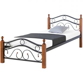 Metallbett 90x200 Schwarz Einzelbett Jugendbett Bettgestell mit Lattenrost